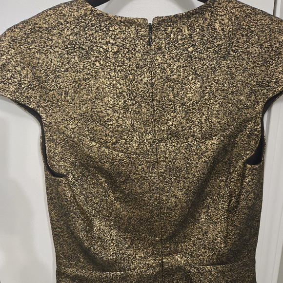Diane Von Furstenberg Hadlie Two Metallic Gold Jacquard Sheath Dress Size 4 - Picture 10 of 13